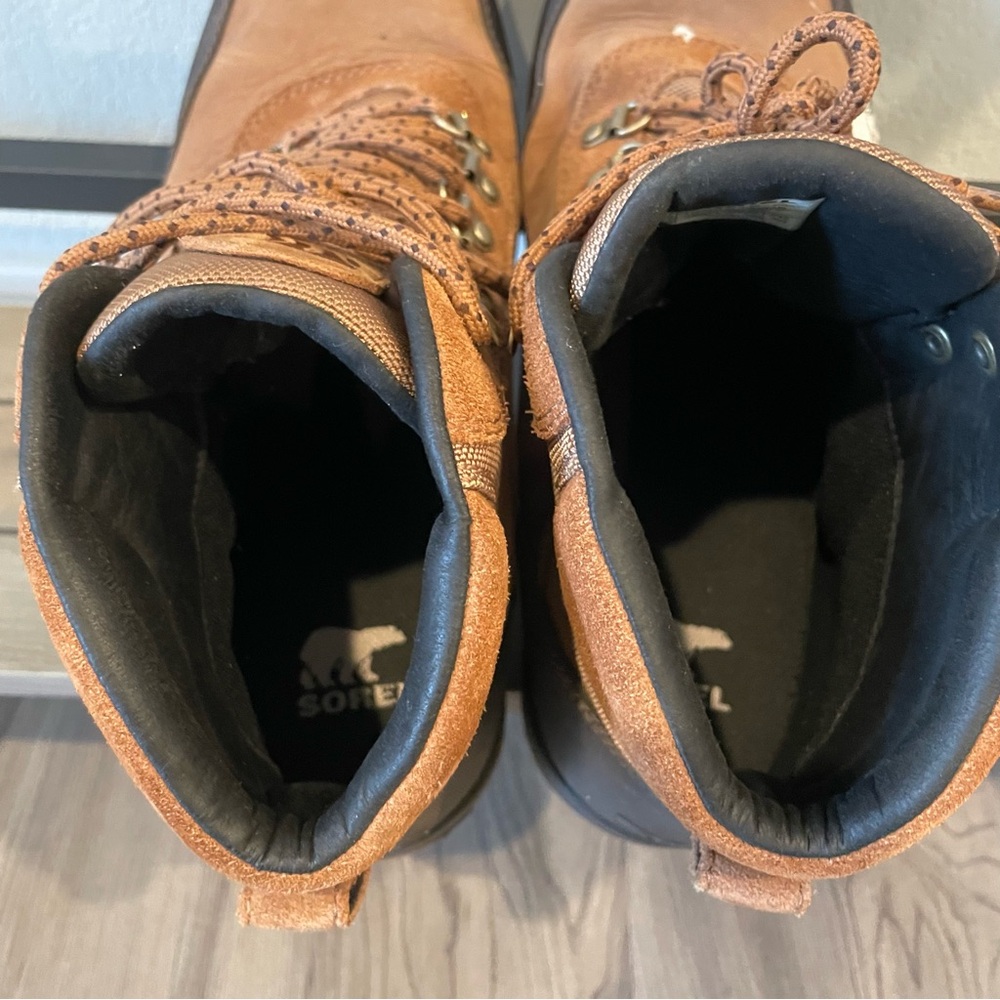 Sorel Men’s Tan Brown Leather Waterproof Boots Size 11.5 Rugged Lace-Up - Picture 8 of 13